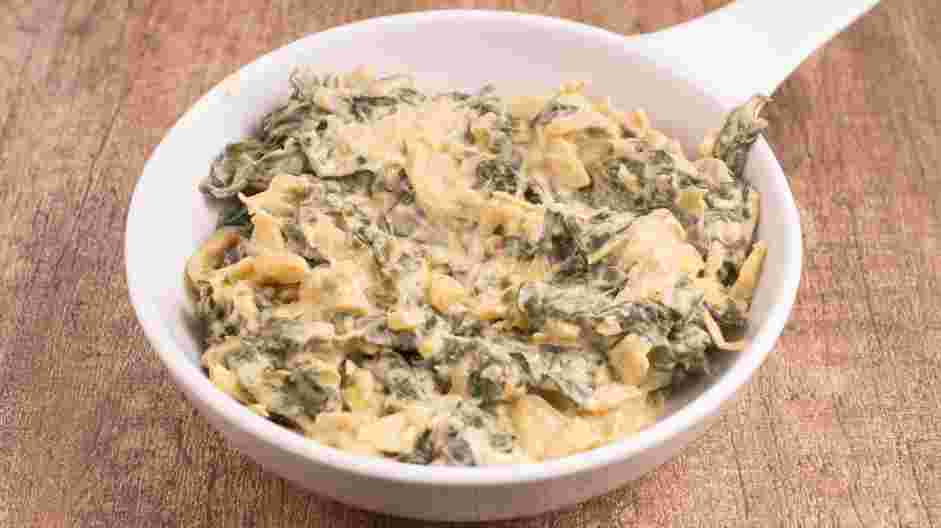 Vegan Artichoke and Spinach Dip Recipe: Stir the mixture well and transfer to an 8-inch baking dish.