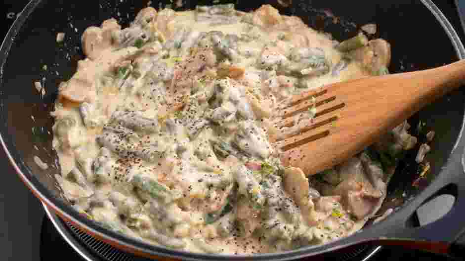 Keto Green Bean Casserole Recipe: Stir in the green beans, lemon zest and parsley.