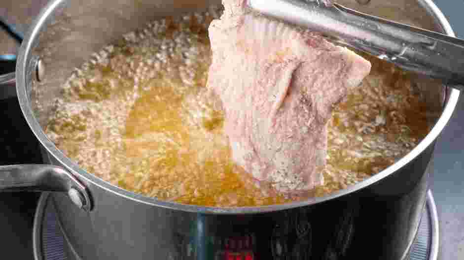 Hot Honey Chicken Recipe: In the preheated oil, fry the chicken for 5-10 minutes or until the internal temperature reaches 160°F.
