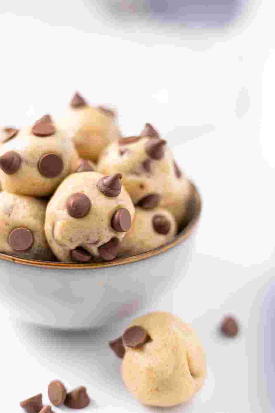 Cookie Dough Bites Recipe: Serve cookie dough bites in a glass or a bowl.