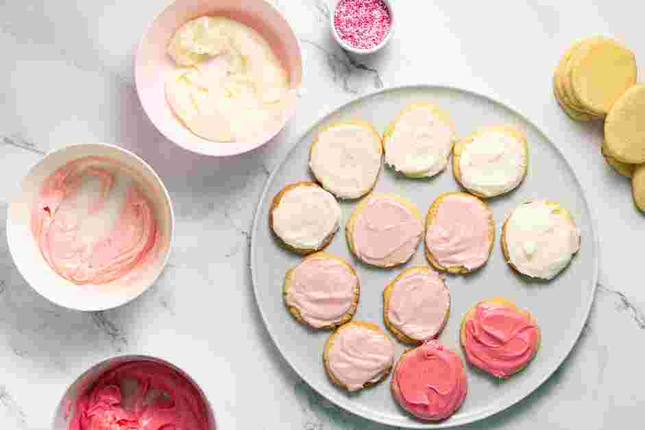 Vegan Sugar Cookies Recipe: Spread cream cheese icing on cookies.