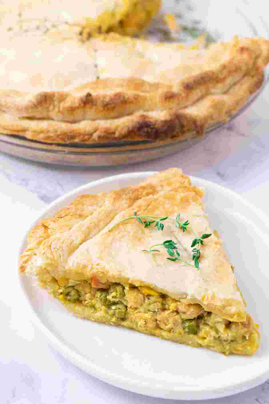 Vegan Pot Pie Recipe: Bake for 45 minutes at 375°F.
