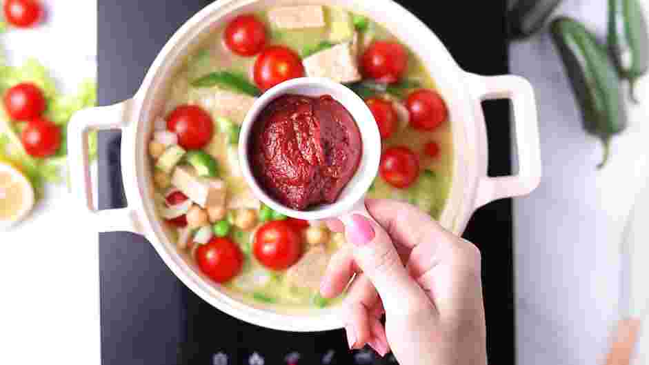 Vegan Stew Recipe: Stir in the tomato paste, oregano, salt and pepper.