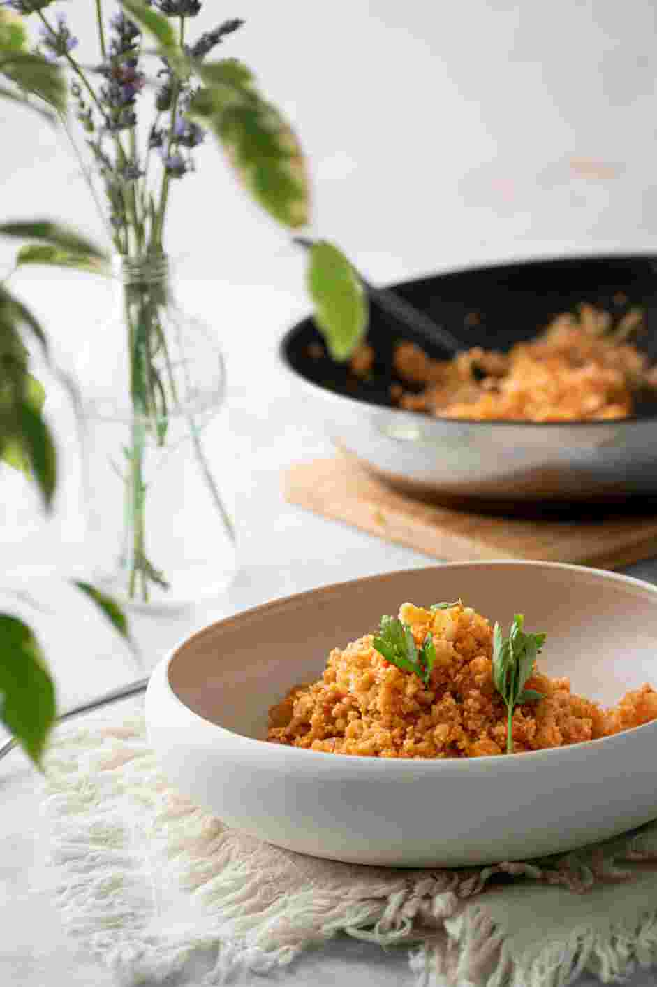 Spanish Cauliflower Rice Recipe: Serve immediately or store in the fridge or freezer in an airtight container.