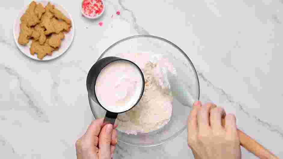 Funfetti Dip Recipe: In a medium mixing bowl, whisk together flour, powdered sugar, milk and cream cheese.