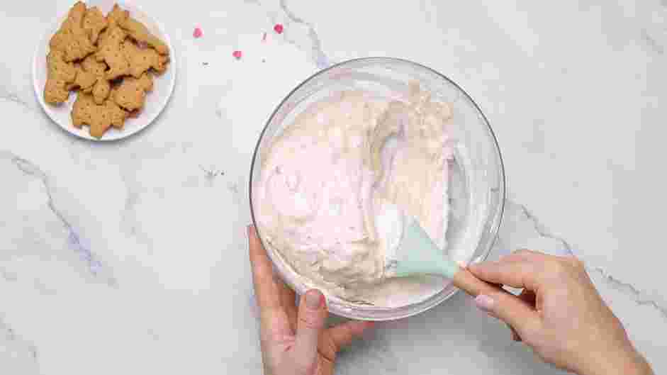 Funfetti Dip Recipe: Fold the white and pink cake dip together to create a marbled texture.