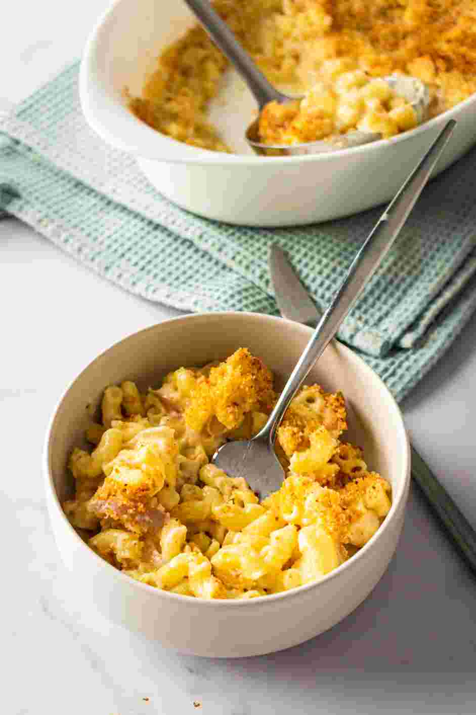 Pumpkin Mac and Cheese Recipe: Bake the pumpkin mac and cheese at 325&deg;F for about 20 minutes or until bubbling.