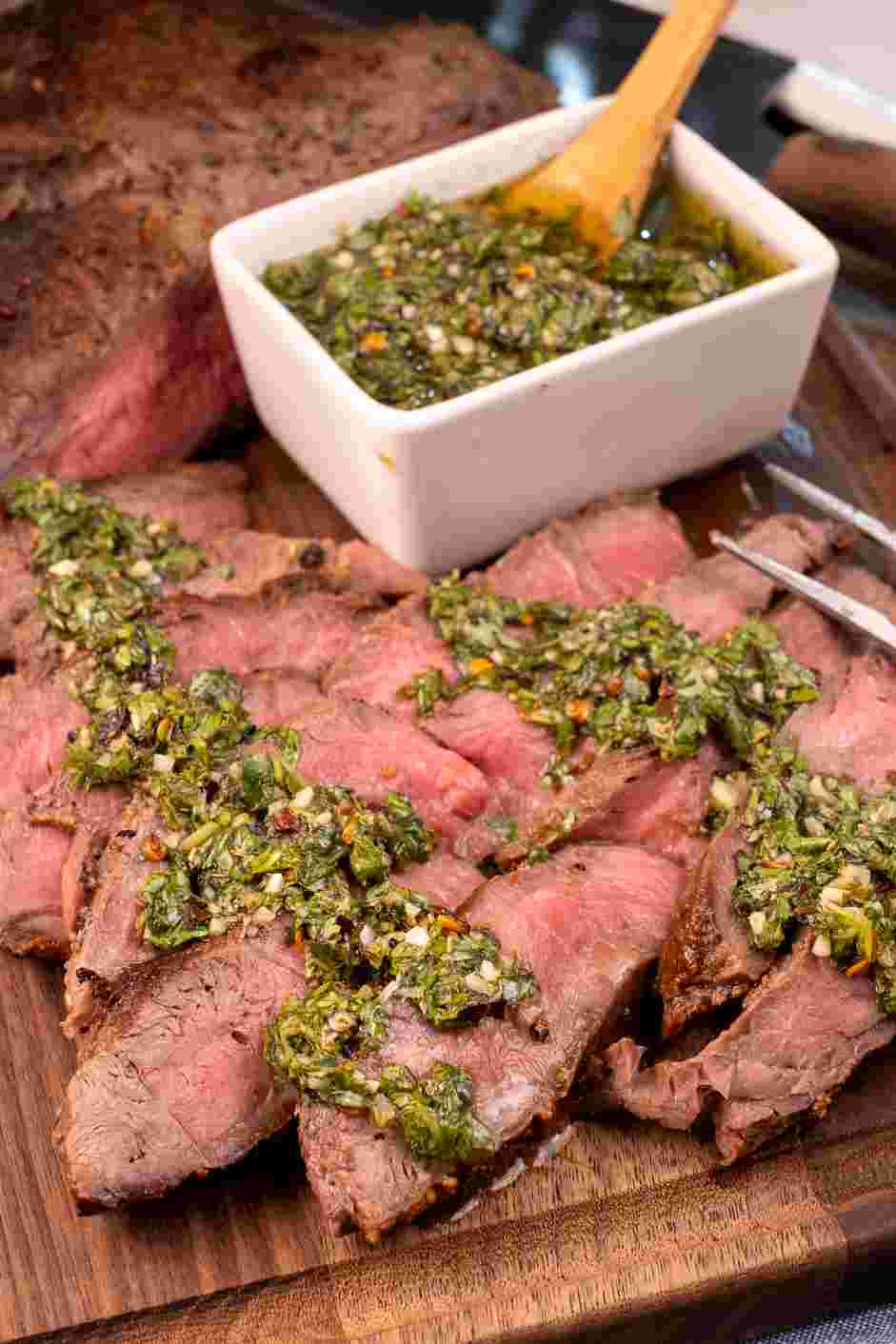 Skirt Steak With Chimichurri Recipe: Slice the steak and top with chimichurri sauce and fresh lemon juice, if desired.