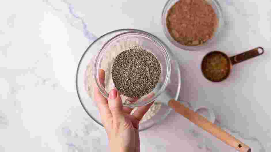 Gluten Free Bread Recipe: While the yeast is proofing, sift together the gluten-free flour blend, seeds and salt together in a separate bowl.