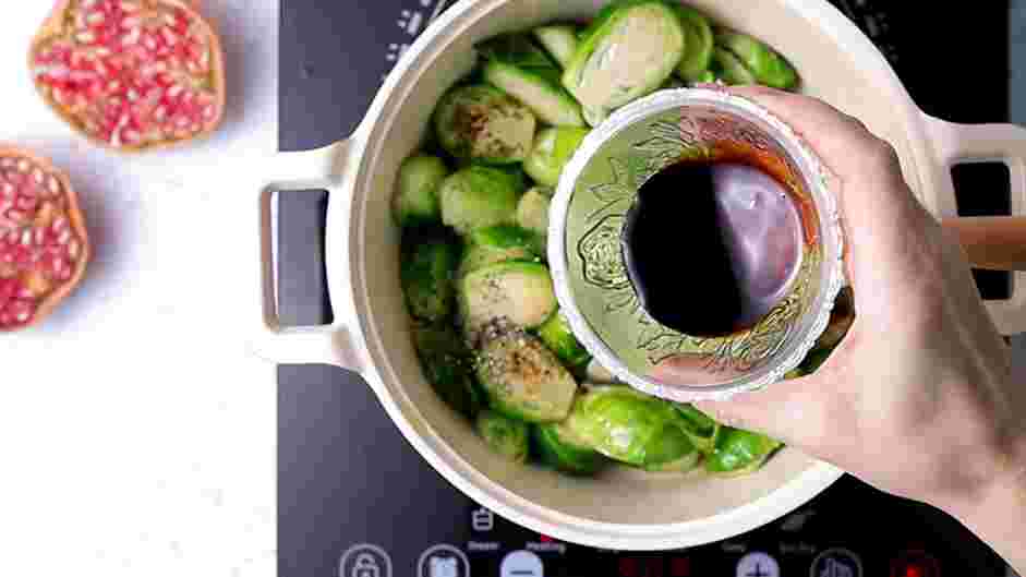 Sauteed Brussels Sprouts Recipe: Add soy sauce and cook for 1 minute.