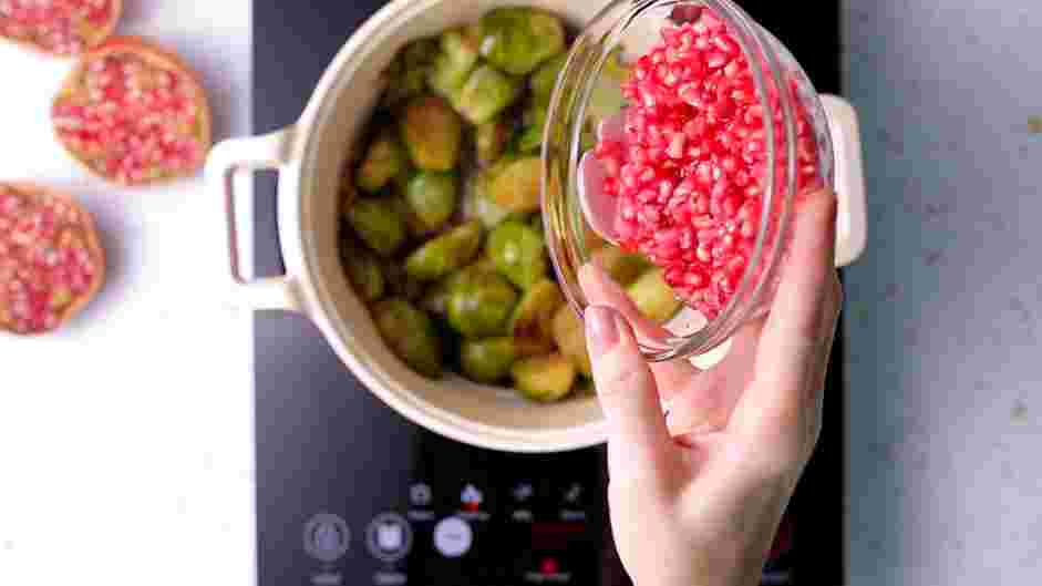 Sauteed Brussels Sprouts Recipe: Turn the heat off and toss in pomegranate seeds, if using.