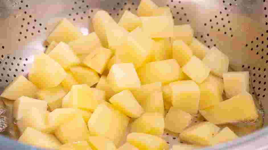 Japanese Potato Salad Recipe: Strain potatoes and let cool for 10 minutes.