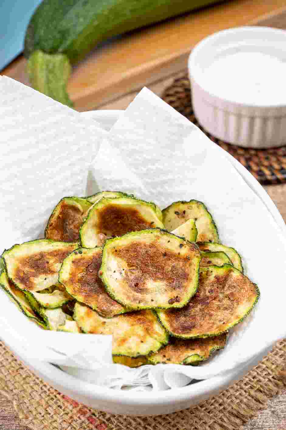 Air Fryer Zucchini Chips Recipe: Serve alone or with a dipping sauce of your choice.