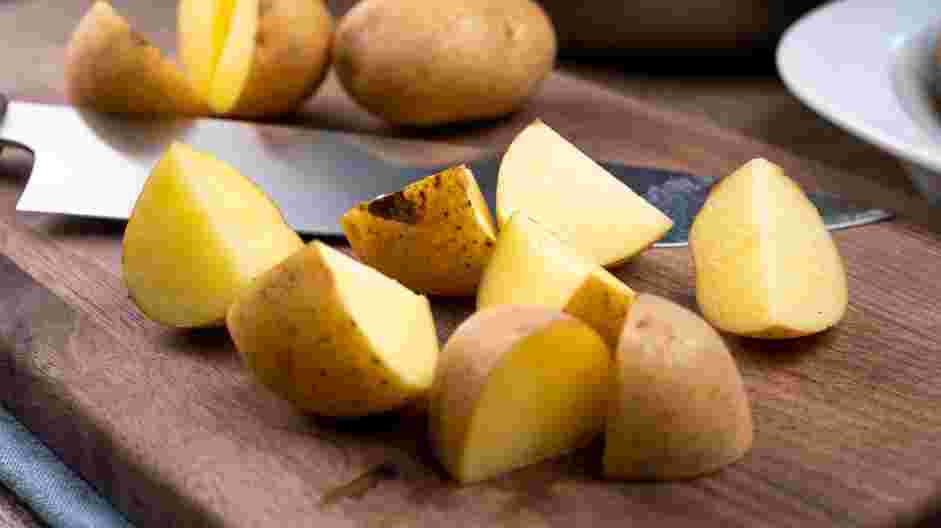 Fried Potatoes and Onions Recipe: Prep your potatoes.