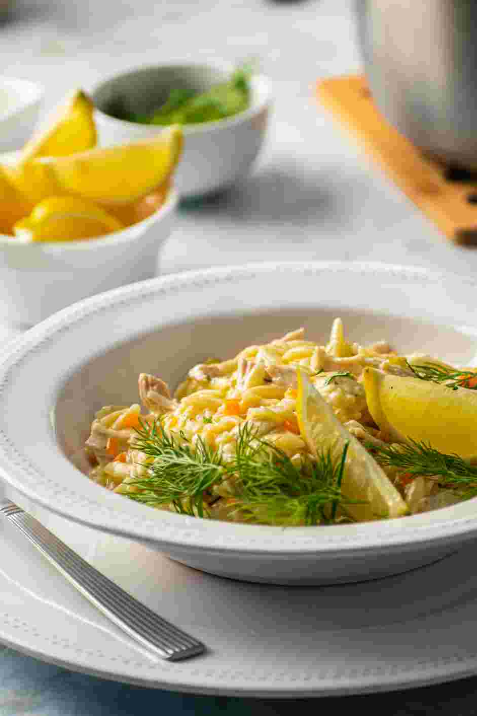 Greek Lemon Chicken Soup Recipe: Garnish with lemon slices and extra dill, if desired.