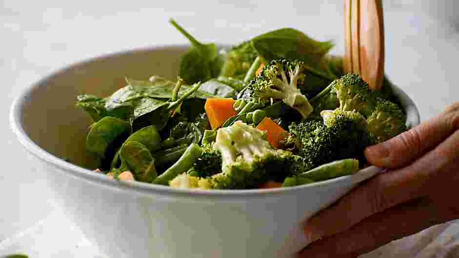 Vegan Tikka Masala Recipe: Stir in the yellow squash, broccoli florets, green beans, peas and spinach.