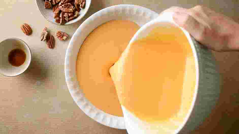 Crustless Pumpkin Pie Recipe: 
Pour batter into the prepared pie dish and bake for 50-60 minutes or until the edges are set but the middle jiggles slightly.