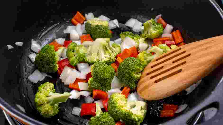 Keto Stir Fry Recipe: Add the broccoli and bell pepper and cook until tender, about 3 minutes.