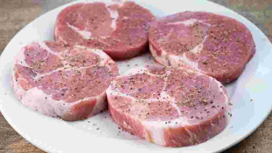 Keto Pork Chops Recipe: Season both sides of the pork chops with salt and pepper.