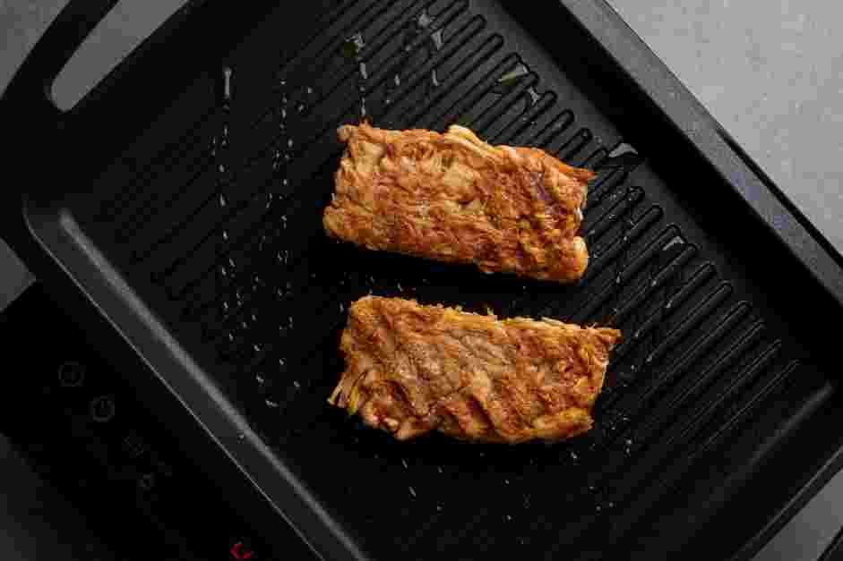 BBQ Jackfruit Recipe: Heat up either a charcoal or stovetop grill and when hot, grill mark both sides of your jackfruit loaves.