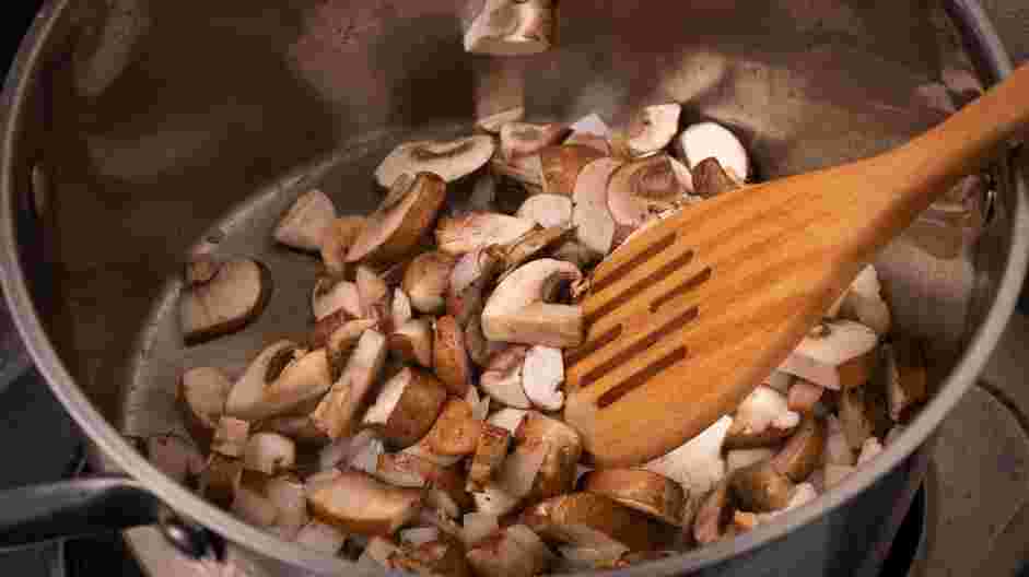 Mushroom Bisque Recipe: Add the mushrooms and stir to combine.