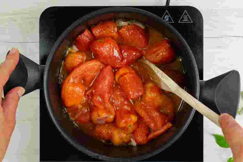 Italian Marinara Sauce Recipe: 
Add the entire can of tomatoes to the saucepan.