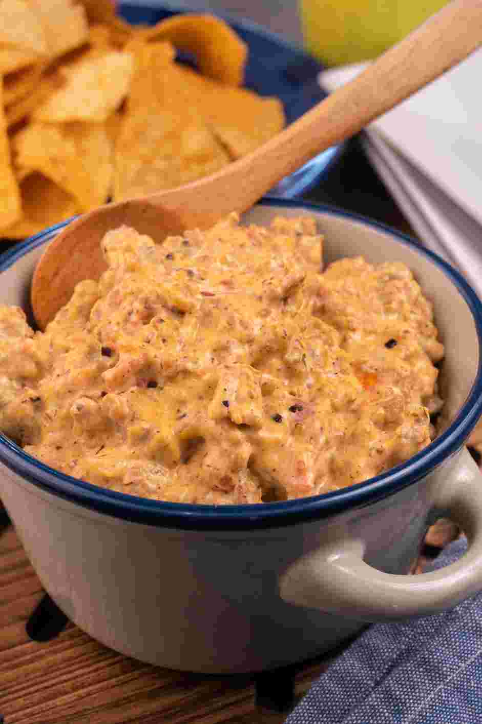 Sausage Dip Recipe: Serve warm with tortilla chips or crackers.