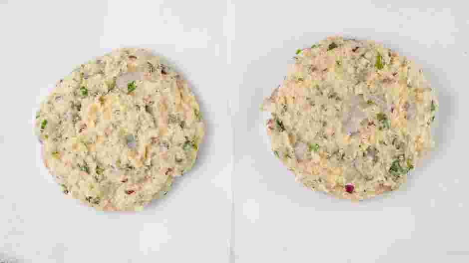 Shrimp Burger Recipe:
Divide the mixture into four equal portions and form them into a burger shape.