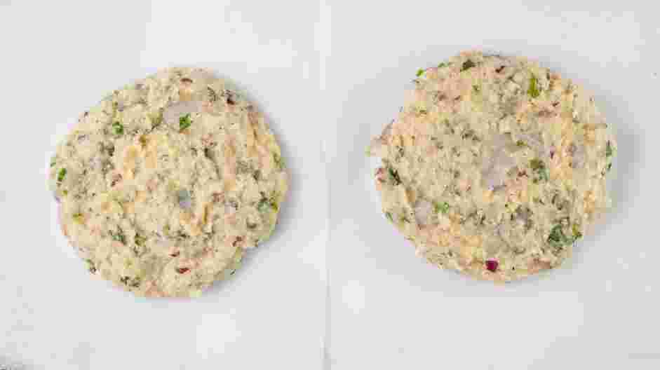 Shrimp Burger Recipe: 
Divide the mixture into four equal portions and form them into a burger shape.