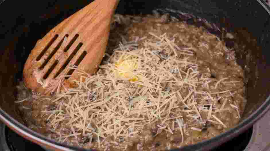 Wild Mushroom Risotto Recipe: Turn off the heat and stir in the remaining tablespoon of butter and the Parmesan cheese.