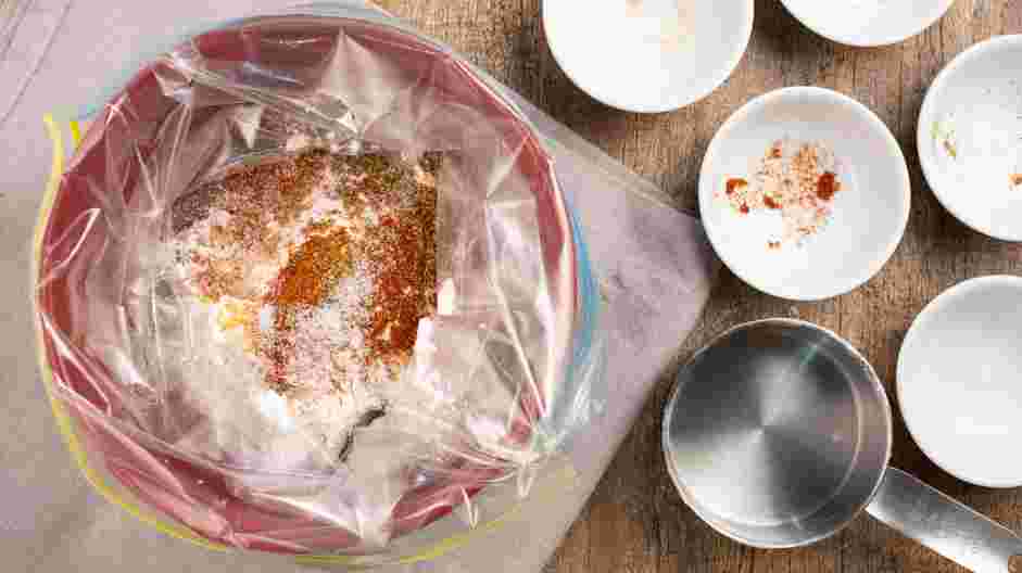Green Bean Fries Recipe:
In a gallon-sized zipper storage bag, combine the flour, garlic powder, smoked paprika, oregano, cayenne pepper and salt.