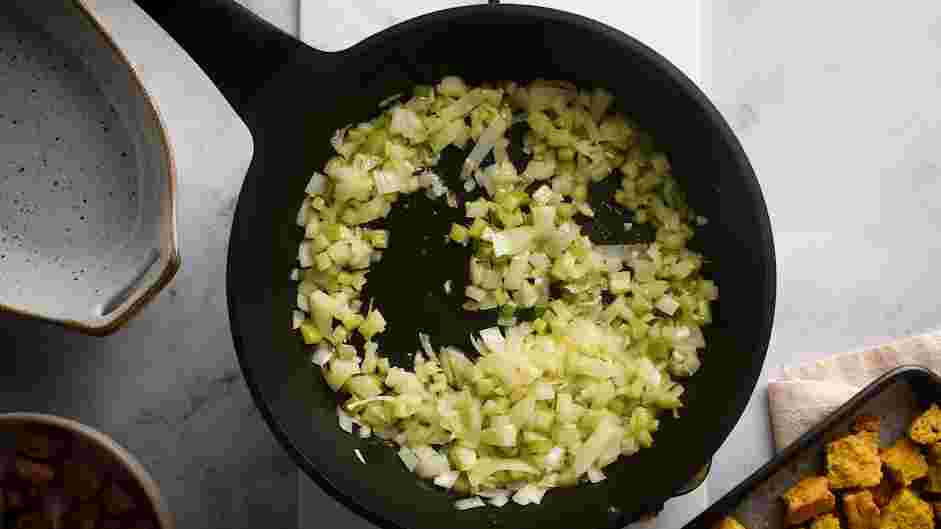 Sausage Stuffing Recipe:
Add the garlic and cook until fragrant, about 1 minute.