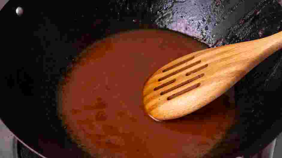 Sweet and Sour Shrimp Recipe: Add the sweet and sour sauce to the wok.