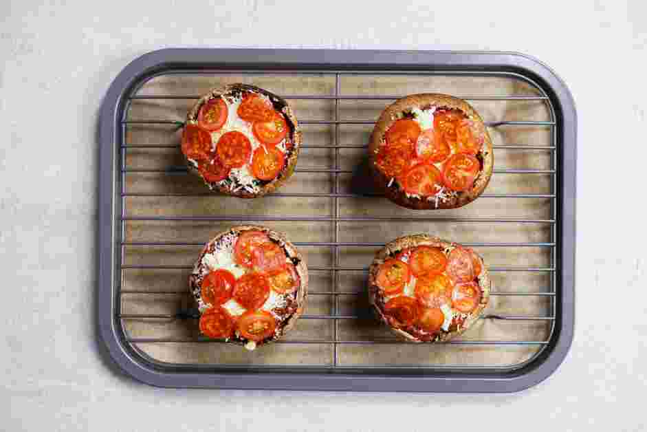 Portobello Mushroom Pizza Recipe: Place the mushrooms on the prepared wire rack.