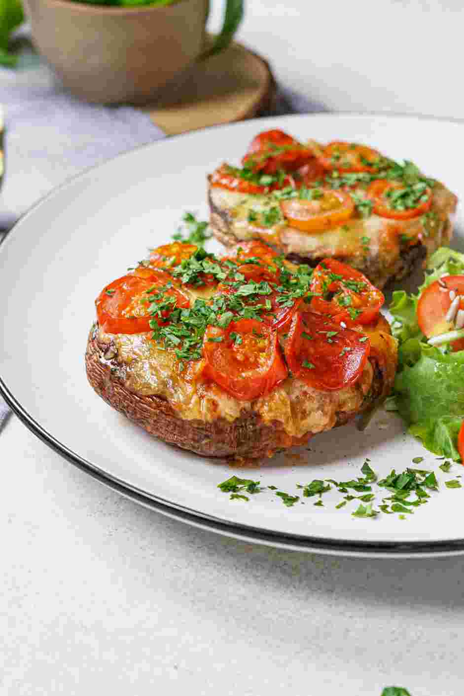 Portobello Mushroom Pizza Recipe: Serve with a side salad for a complete meal.