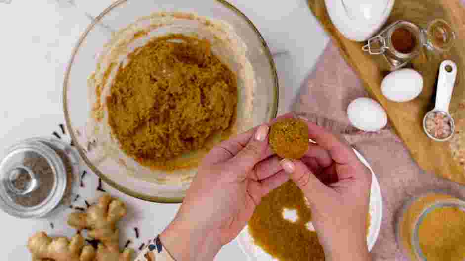 Gluten Free Ginger Cookies Recipe: When ready to bake, preheat the oven to 350°F and prepare two cookie sheets lined with parchment paper.