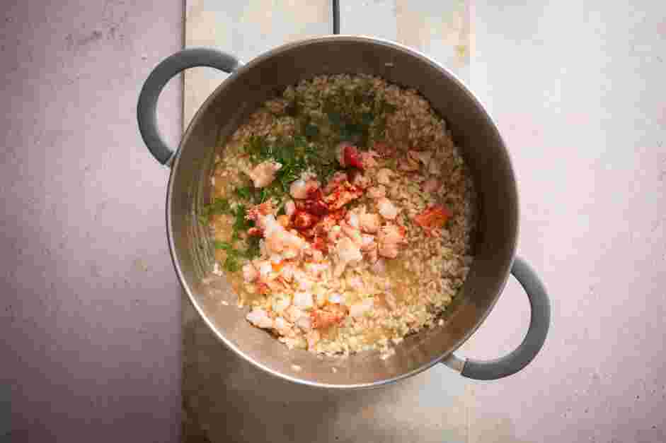 Lobster Risotto Recipe: Stir in the lobster meat, parsley, chives and paprika.