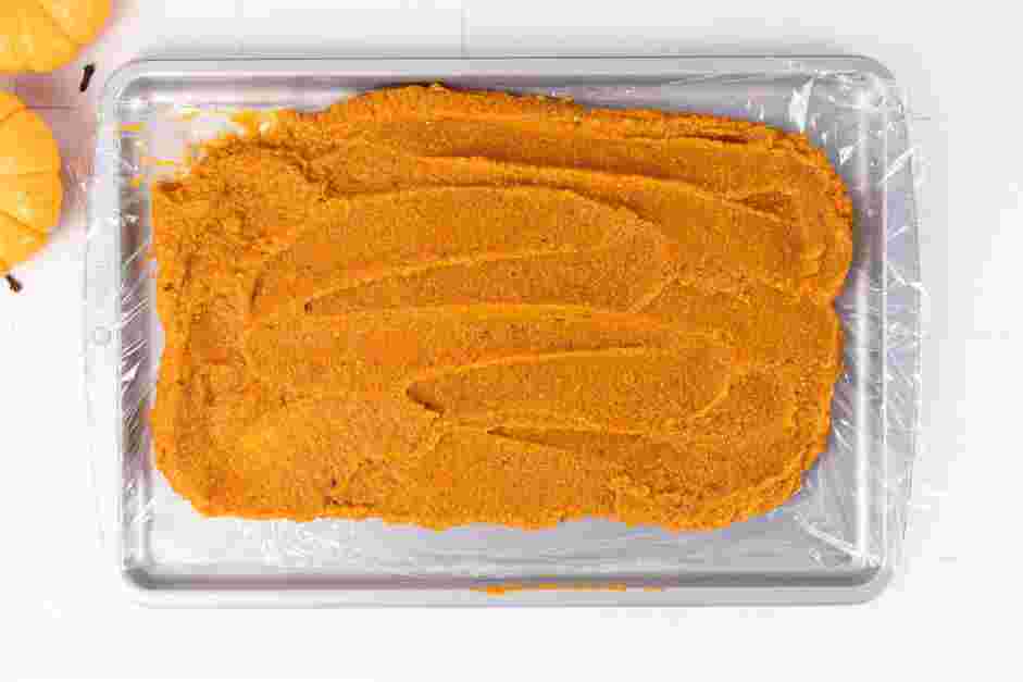 Pumpkin Butter Recipe: On a sheet pan lined with plastic wrap, evenly spread the pumpkin butter and cool.