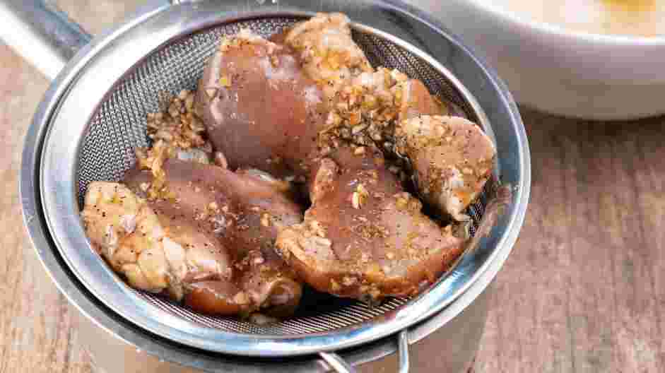 Chicken Bulgogi Recipe: 
Using a fine-meshed strainer, strain the marinade into a small pot.