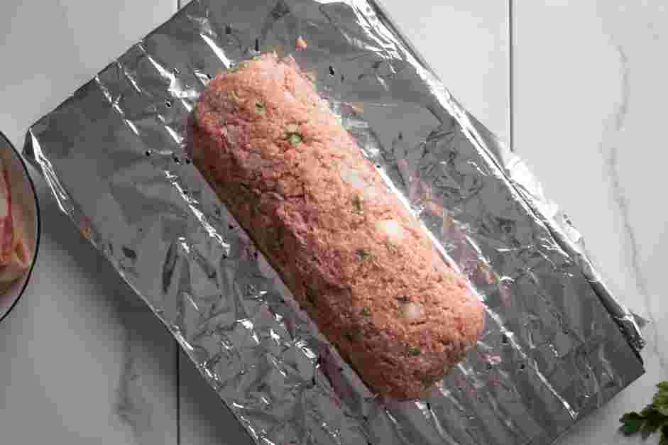 Bacon Wrapped Meatloaf Recipe: Form a 9x5-inch meatloaf on top of the prepared wire rack.