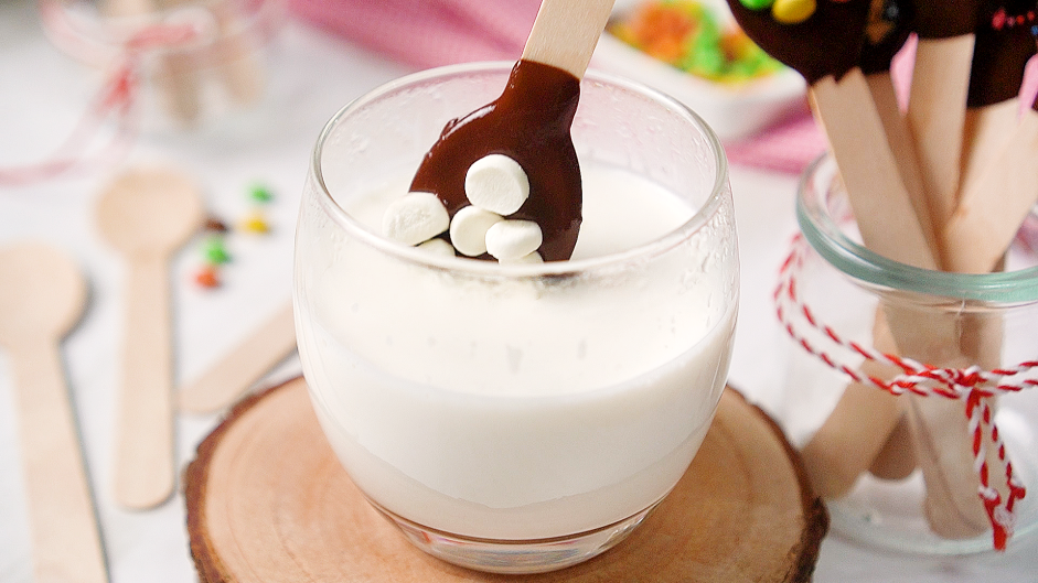 Hot Chocolate Spoons Recipe: Let the spoons set before stirring one in a mug of hot milk.