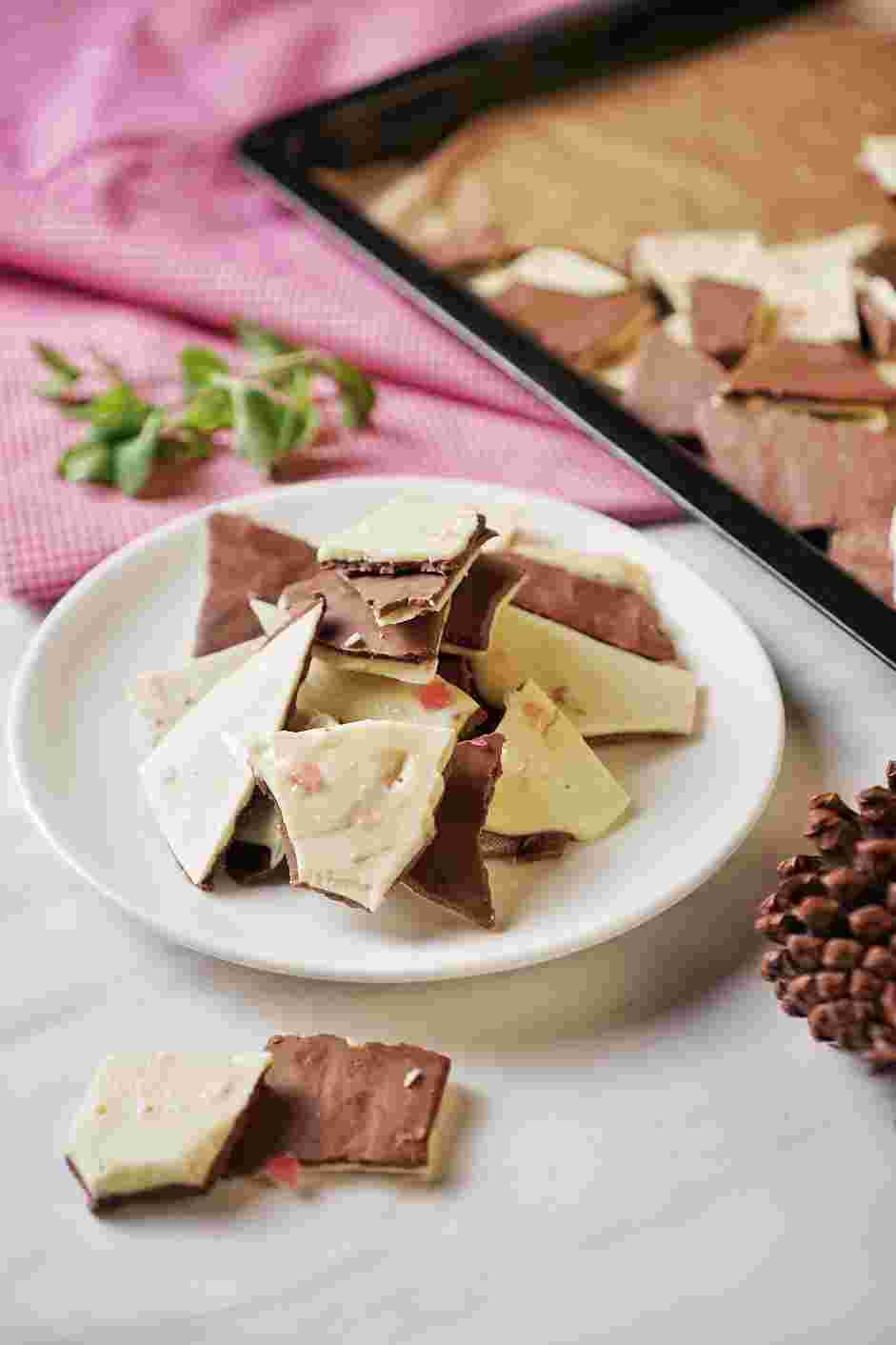 Chocolate Peppermint Bark Recipe: Package pieces of the peppermint bark in decorative bags or enjoy them at home.