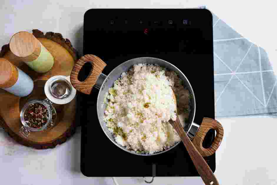 Cilantro Lime Cauliflower Rice Recipe: 
Add the cauliflower rice, vegetable broth and cook until cauliflower is tender, about 4-6 minutes.