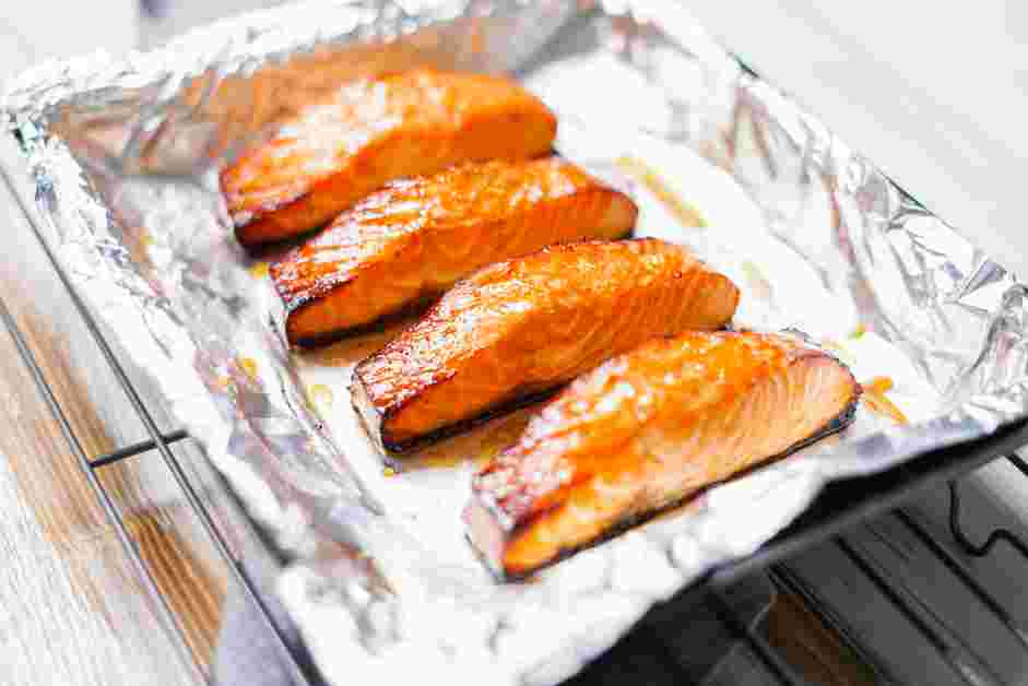 Miso Glazed Salmon Recipe: 
Broil the salmon for about 10 minutes or until the salmon is opaque and easily flaked on the side with a fork.