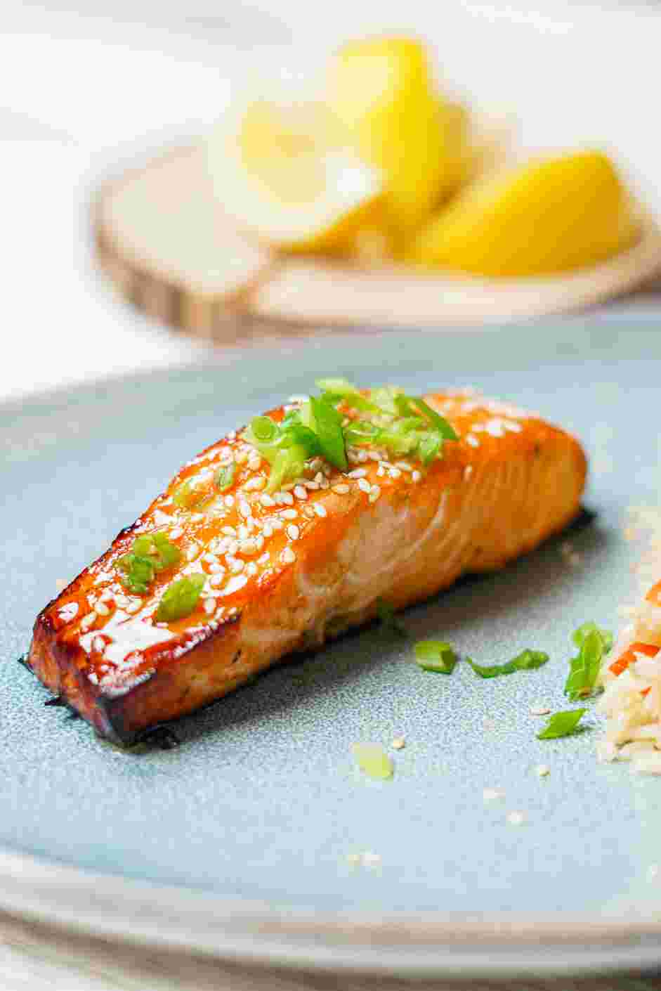 Miso Glazed Salmon Recipe: Serve with steamed rice and vegetables.