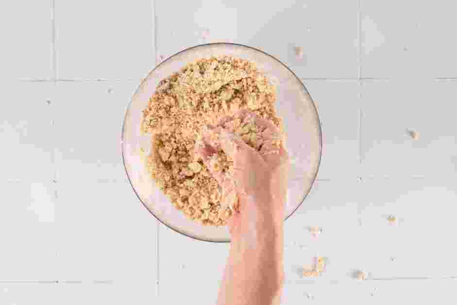 Apple Crumble Pie Recipe:
While the pie is baking, prepare the crumble topping.