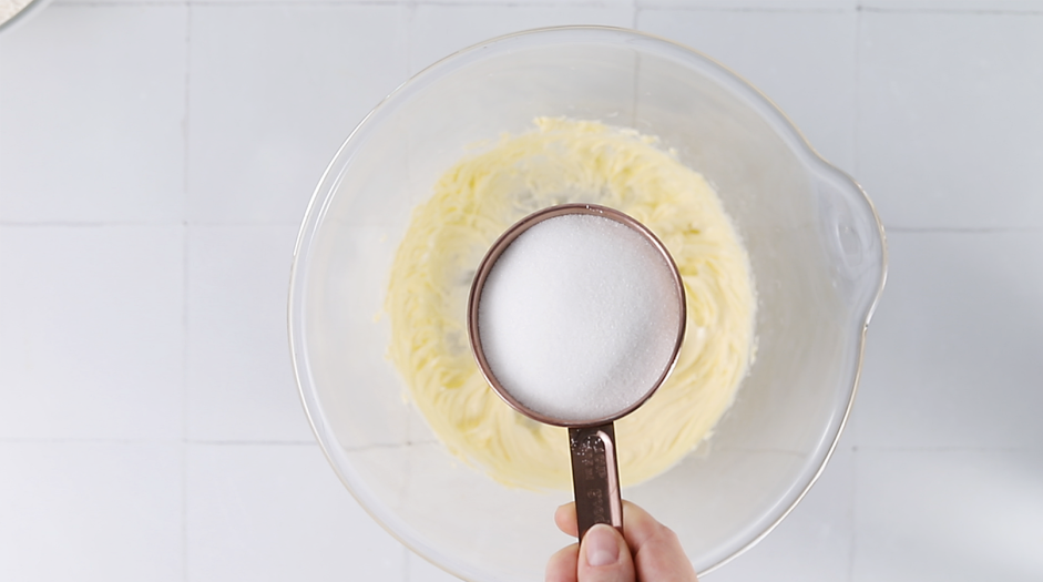 Cinnamon Coffee Cake Recipe: Add the sugar and mix until light and fluffy.