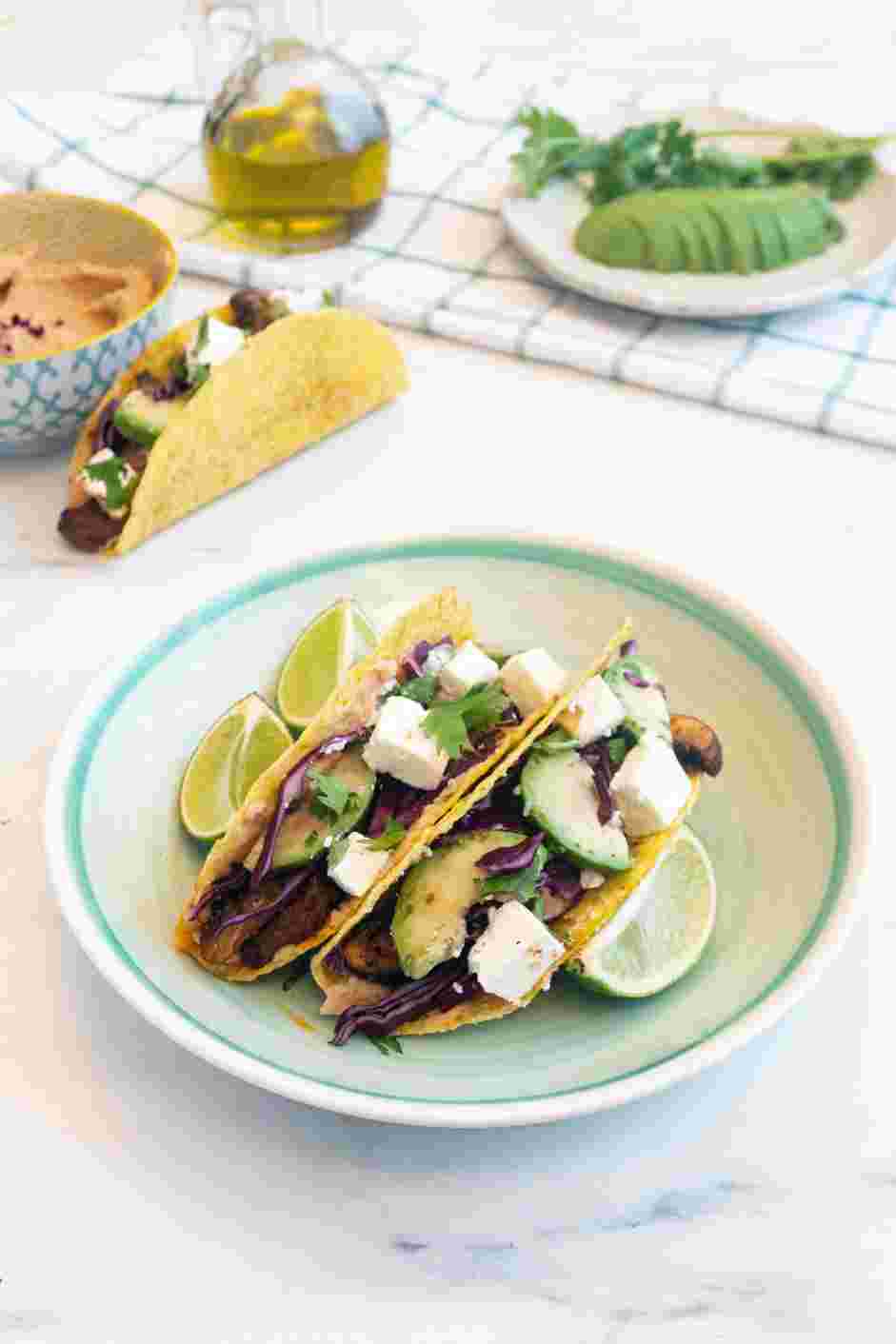 Mushroom Tacos Recipe: 
Sprinkle fresh cilantro and serve with lime wedges.