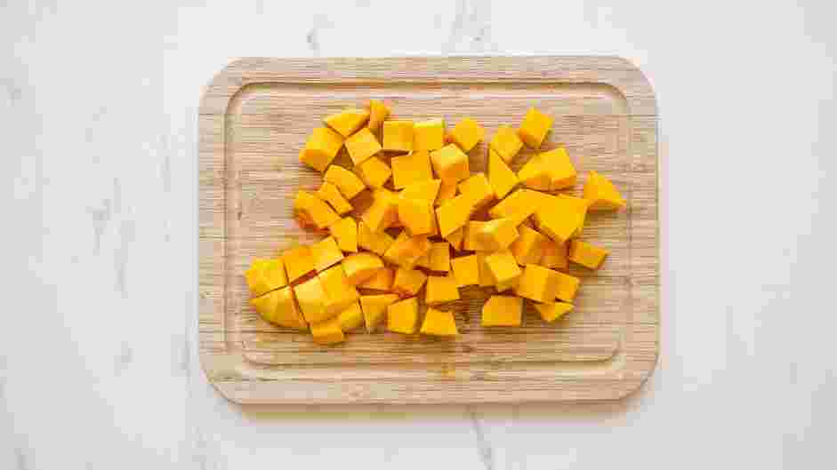 Sauteed Butternut Squash Recipe: Chop the flesh into &frac12;-inch thick pieces.