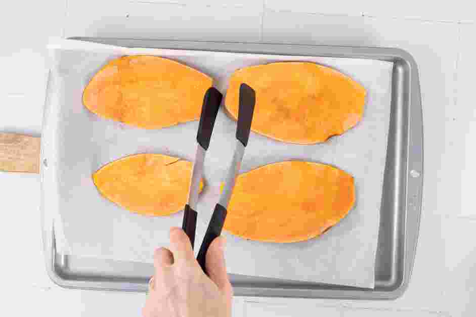 Sweet Potato Toast Recipe: Flip the sweet potato and bake for an additional 5 minutes.